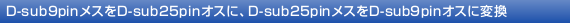 D-sub9pin���X��D-sub25pin�I�X�ɁAD-sub25pin���X��D-sub9pin�I�X�ɕϊ�