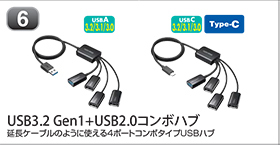USB3.2 Gen1+USB2.0コンボハブ