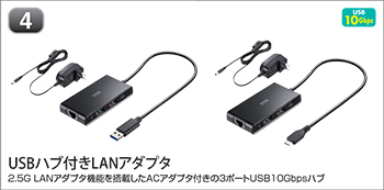 USBハブ付きLANアダプタ