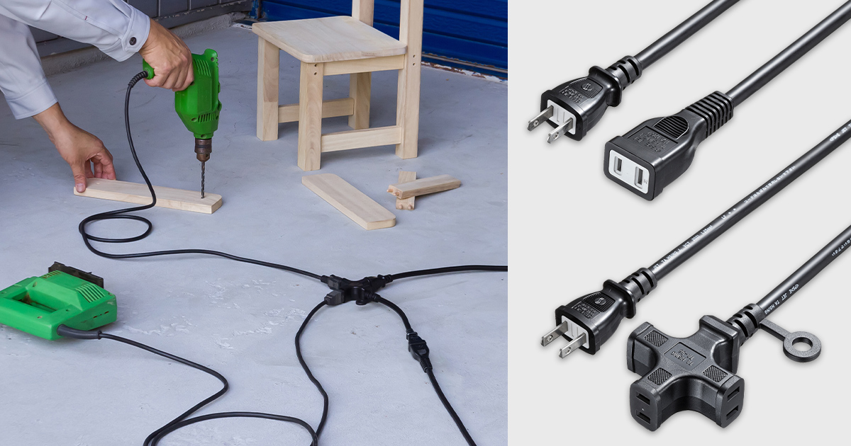 電源タップや機器の電源ケーブル延長・分岐に便利な電源延長コードを発売