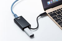 USB Type-CポートまたはUSB3.1 Gen1（Aコネクタ）ポートを有線LANポートに変換するUSBハブ搭載有線LANアダプタ