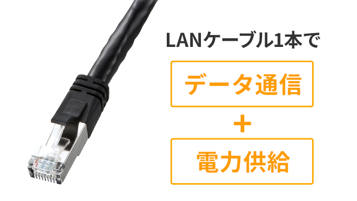 LANケーブル1本でデータ通信+電力供給