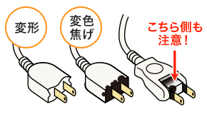 プラグの栓刃の根元が焦げたり溶けたりしていませんか？