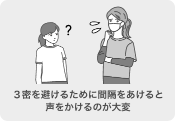 3密を避けるために間隔をあけると 声をかけるのが大変