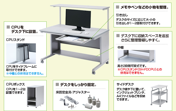 CPUをデスク下に設置