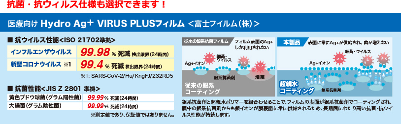 抗菌・抗ウィルス仕様も選択できます！