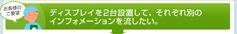 ディスプレイを2台設置して、それぞれ別のインフォメーションを流したい