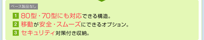 80型・70型にも対応できる構造　移動が安全・スムーズ　セキュリティ対策付き収納