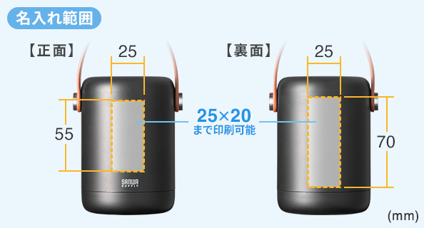 BTL-RDC31の名入れ範囲