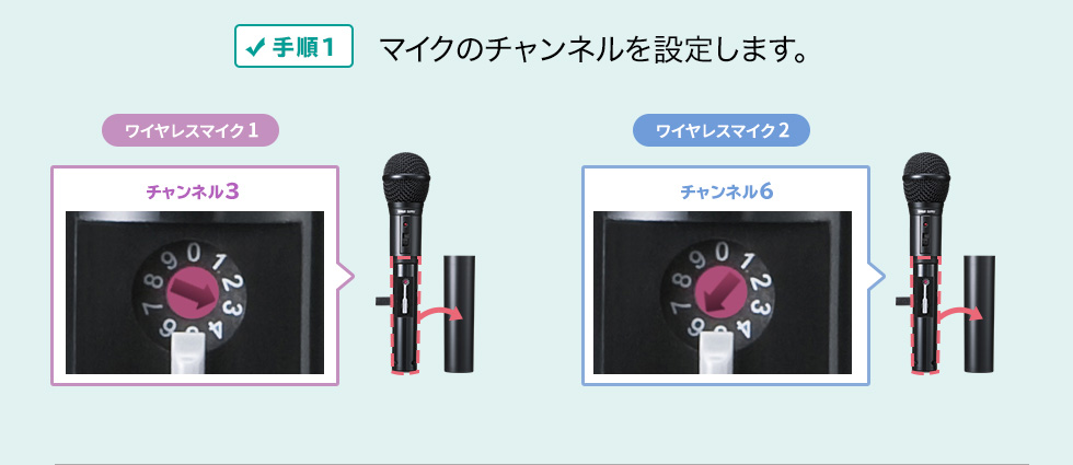 手順1　マイクのチャンネルを設定します