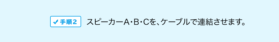 手順2　スピーカーA・B・Cを、ケーブルで連結します