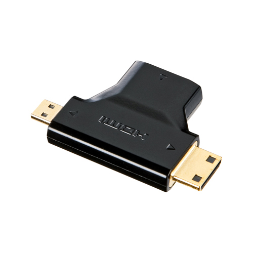 AD-HD11MMC【HDMI変換アダプタ ミニ＆マイクロHDMI（ブラック）】HDMIオスコネクタをミニHDMIオス、マイクロHDMIオス
