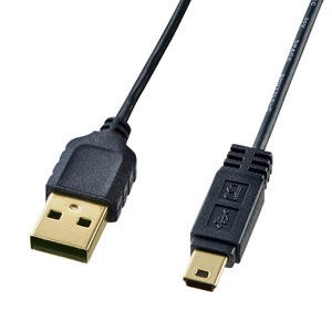 極細USBケーブル（USB2.0　A-ミニBタイプ、0.5m）