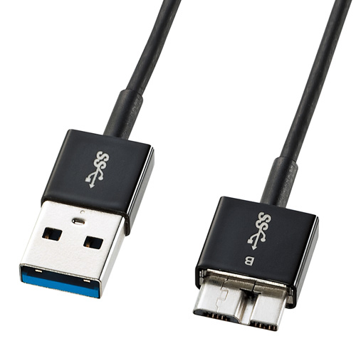KU30-AMCSS03【USB3.0対応マイクロケーブル（超極細タイプ・ブラック・0.3m）】USB3.2 Gen1（USB3.1 Gen1