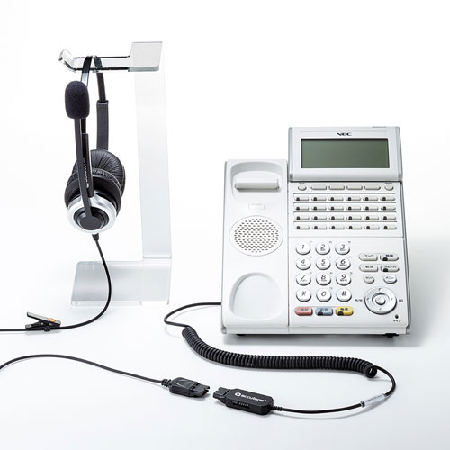 MM-HSRJ01【電話用ヘッドセット（両耳タイプ）】コールセンターなどに適した両耳タイプの軽い装着感の電話機用ヘッドセット。 | サンワ