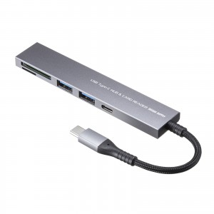 USB 5Gbps 3ポート スリム ハブ（カードリーダー付き・Type-C接続）