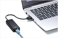 USBポートやType-CポートをLANポートに変換できるアダプタ