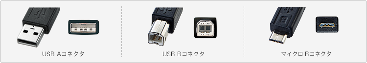 USB 2.0の各コネクタ