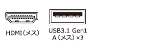 USB3.2 Gen1 A（メス）×3・HDMI（メス）