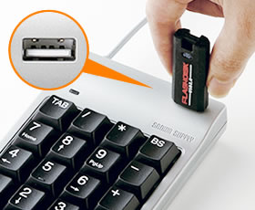USBハブ付きテンキーの使用例