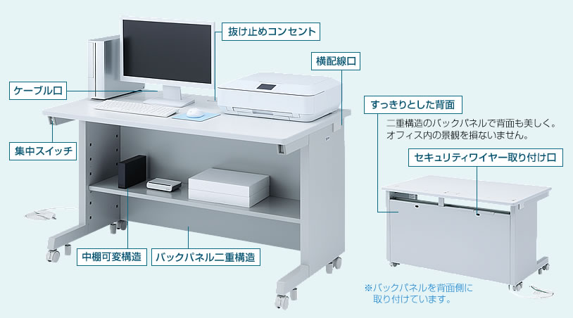 集中スイッチ　ケーブル口　抜け止めコンセント　横配線口