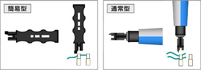 [パッチダウン工具　簡易型と通常型の違いを説明する画像]