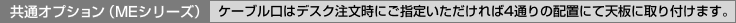 [共通オプション（MEシリーズ）ケーブル口はデスク注文時にご指定いただければ4通りの配置にて天板に取り付けます。]