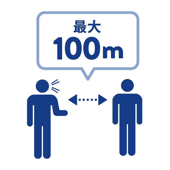 最大100mまで声が届く