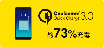 Qualcomm(R) Quick Charge(TM)の場合 約73%充電