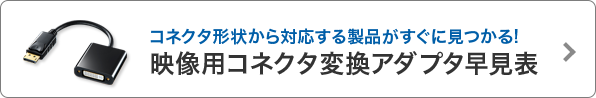 コネクタ形状から対応する製品がすぐに見つかる 映像用コネクタ変換アダプタ早見表（AD-DPDVA01）