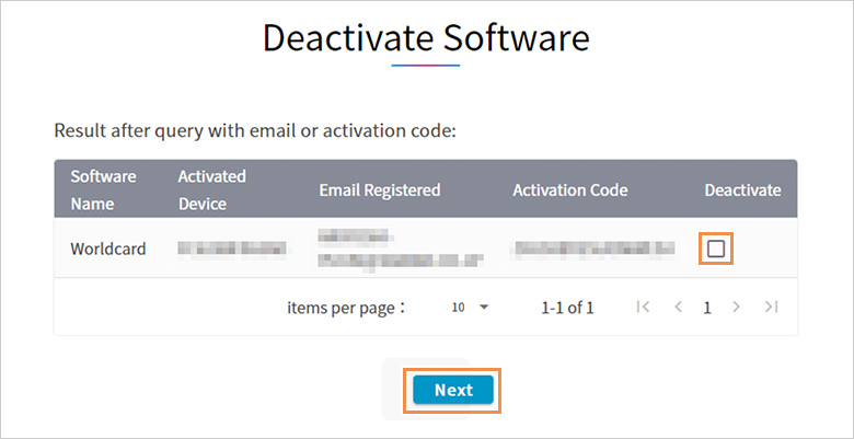 Deactivateの□をクリックしてNextをクリックします。