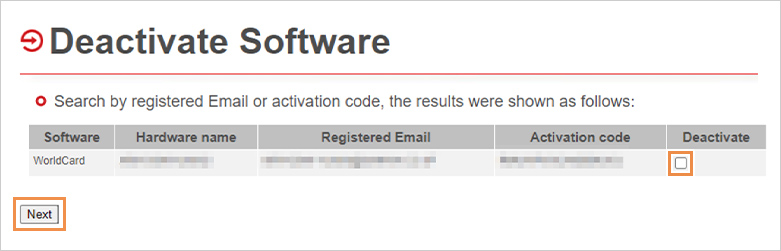 Deactivateの□をクリックした後、Nextをクリックします。