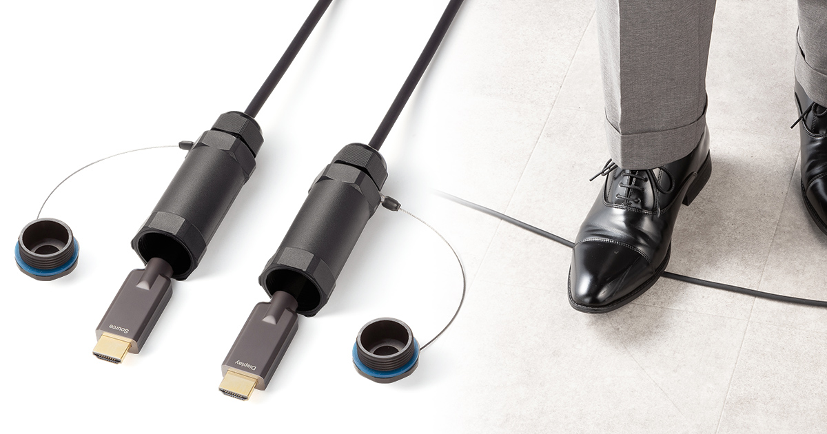 踏み付けなどの衝撃に強いアーマードHDMIケーブルを発売