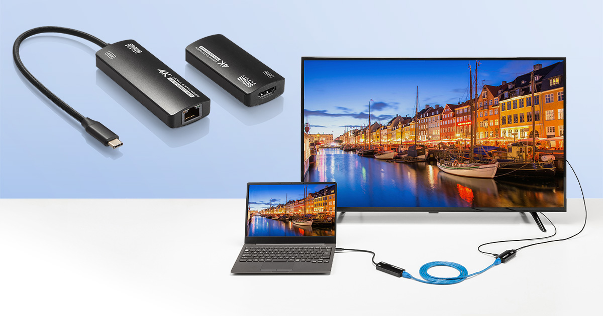 Type-C映像出力をLANケーブルで長距離HDMI出力できるUSB Type-C - HDMI変換エクステンダーを発売